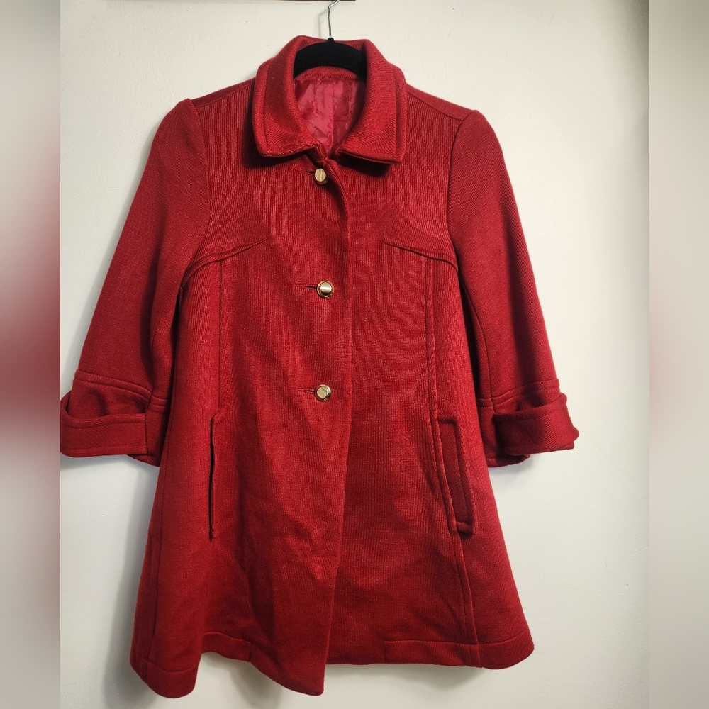 Girl's Red A-Line Silhouette Coat, Size 10/12(Est-size).  #G07
